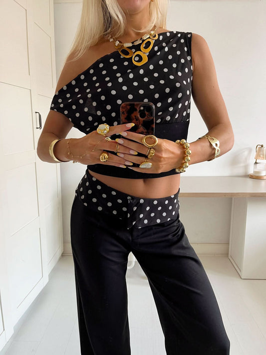 Emma | Elegancki Krótki Top Koktajlowy na Jedno Ramię