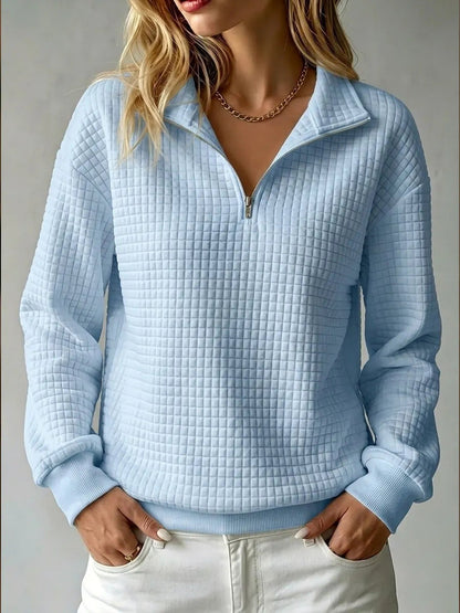 Bluza Damska Pikowana Half Zip z Kołnierzem