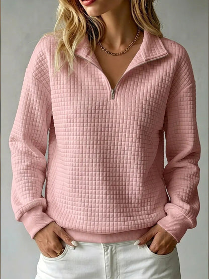 Bluza Damska Pikowana Half Zip z Kołnierzem