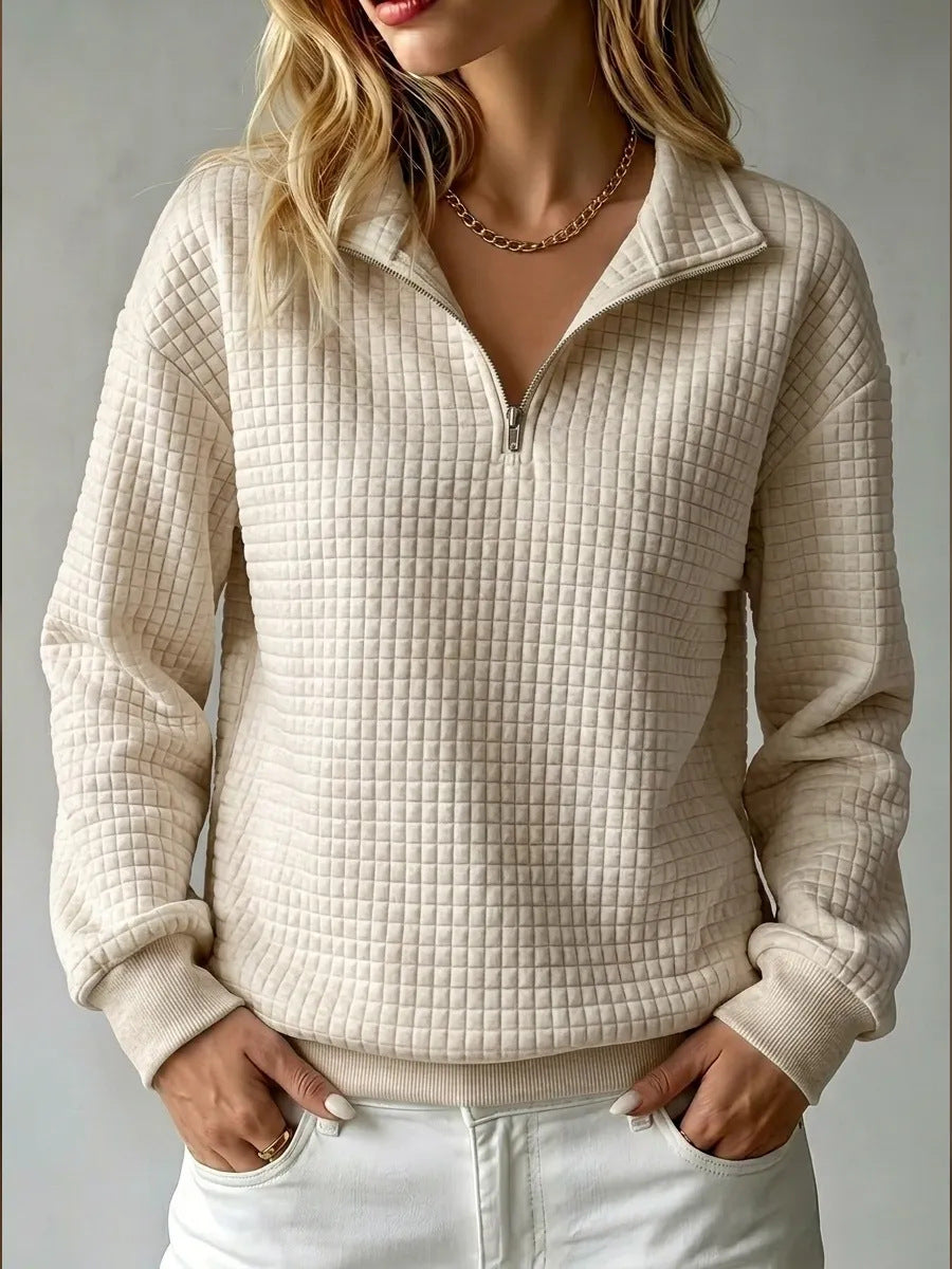 Bluza Damska Pikowana Half Zip z Kołnierzem