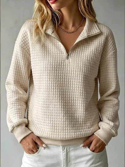Bluza Damska Pikowana Half Zip z Kołnierzem
