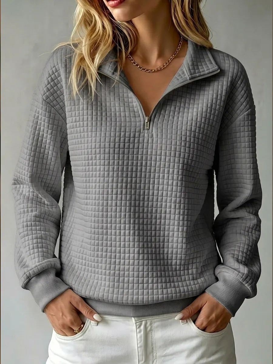 Bluza Damska Pikowana Half Zip z Kołnierzem