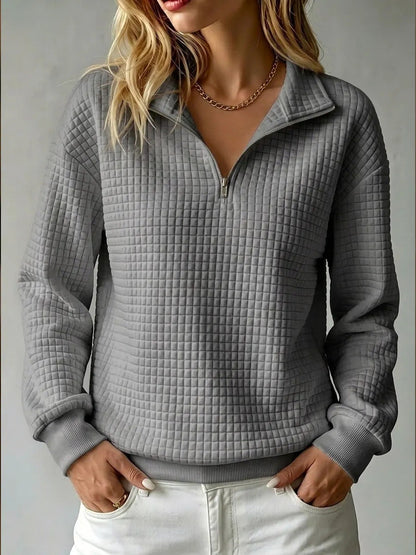Bluza Damska Pikowana Half Zip z Kołnierzem