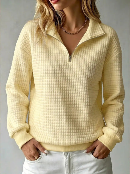 Bluza Damska Pikowana Half Zip z Kołnierzem