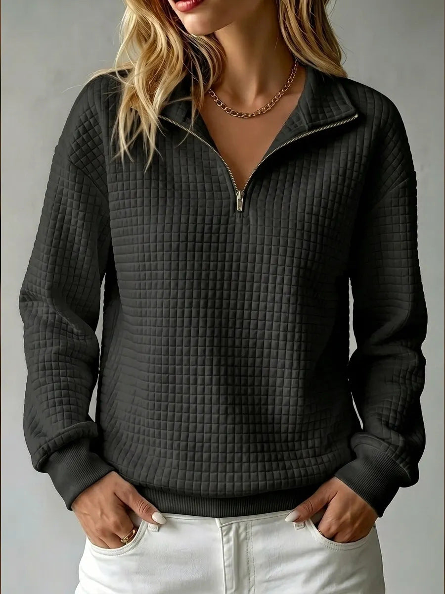Bluza Damska Pikowana Half Zip z Kołnierzem
