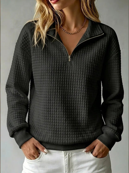 Bluza Damska Pikowana Half Zip z Kołnierzem