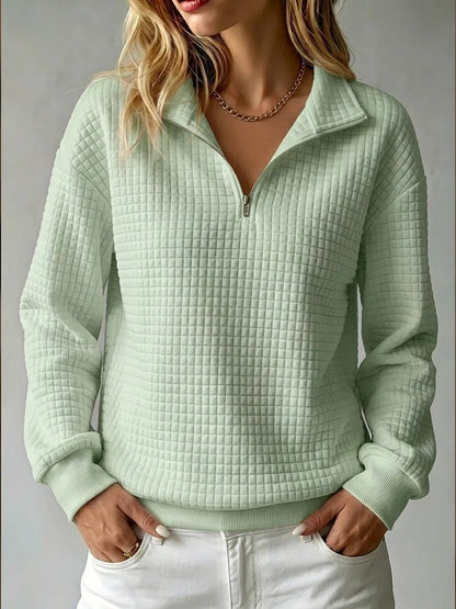 Bluza Damska Pikowana Half Zip z Kołnierzem
