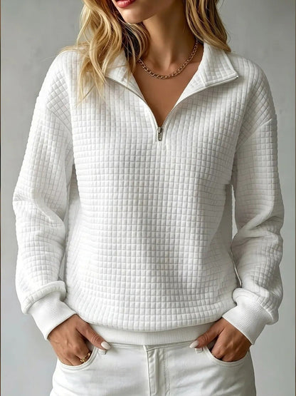 Bluza Damska Pikowana Half Zip z Kołnierzem
