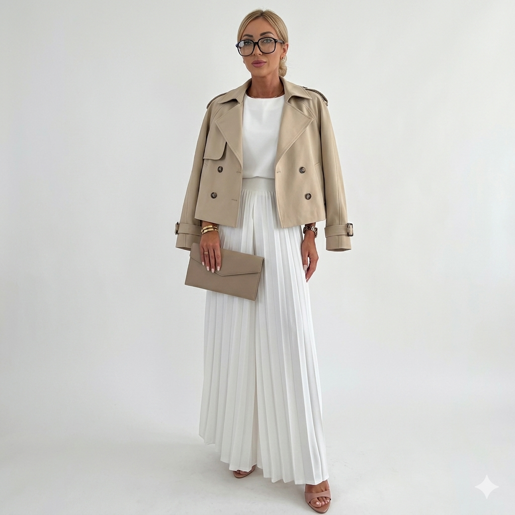 Kobieta Krótki Elegancki Trencz Wiosenny Damski