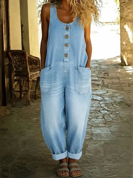Kobieta's Wygodny Dżinsowy Kombinezon | Stylowy Oversize na Lato