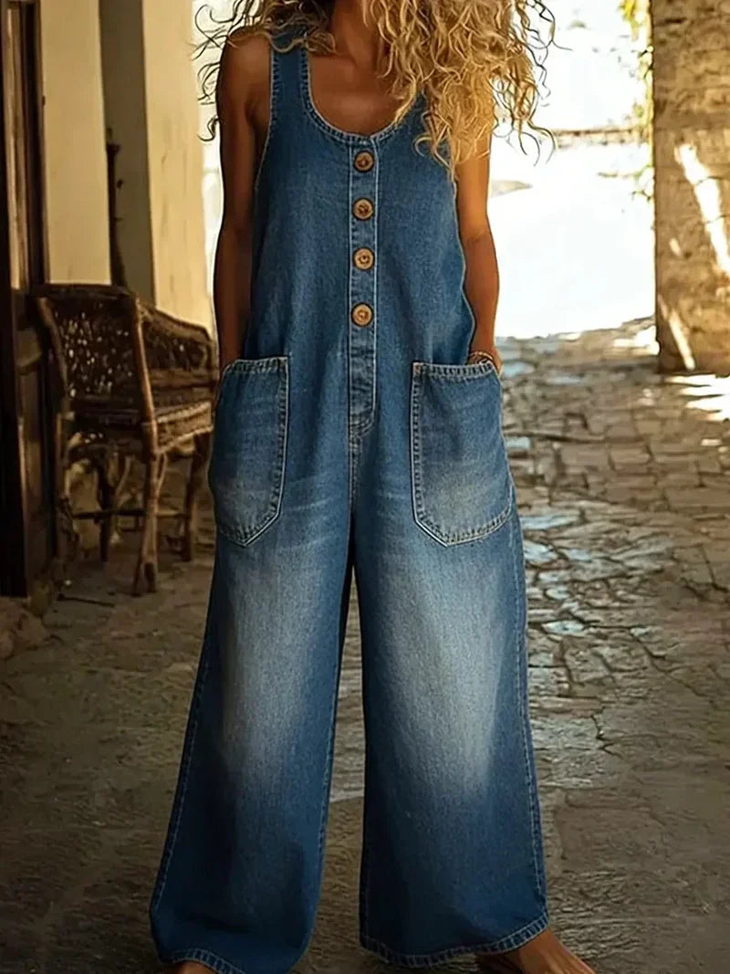 Kobieta's Wygodny Dżinsowy Kombinezon | Stylowy Oversize na Lato