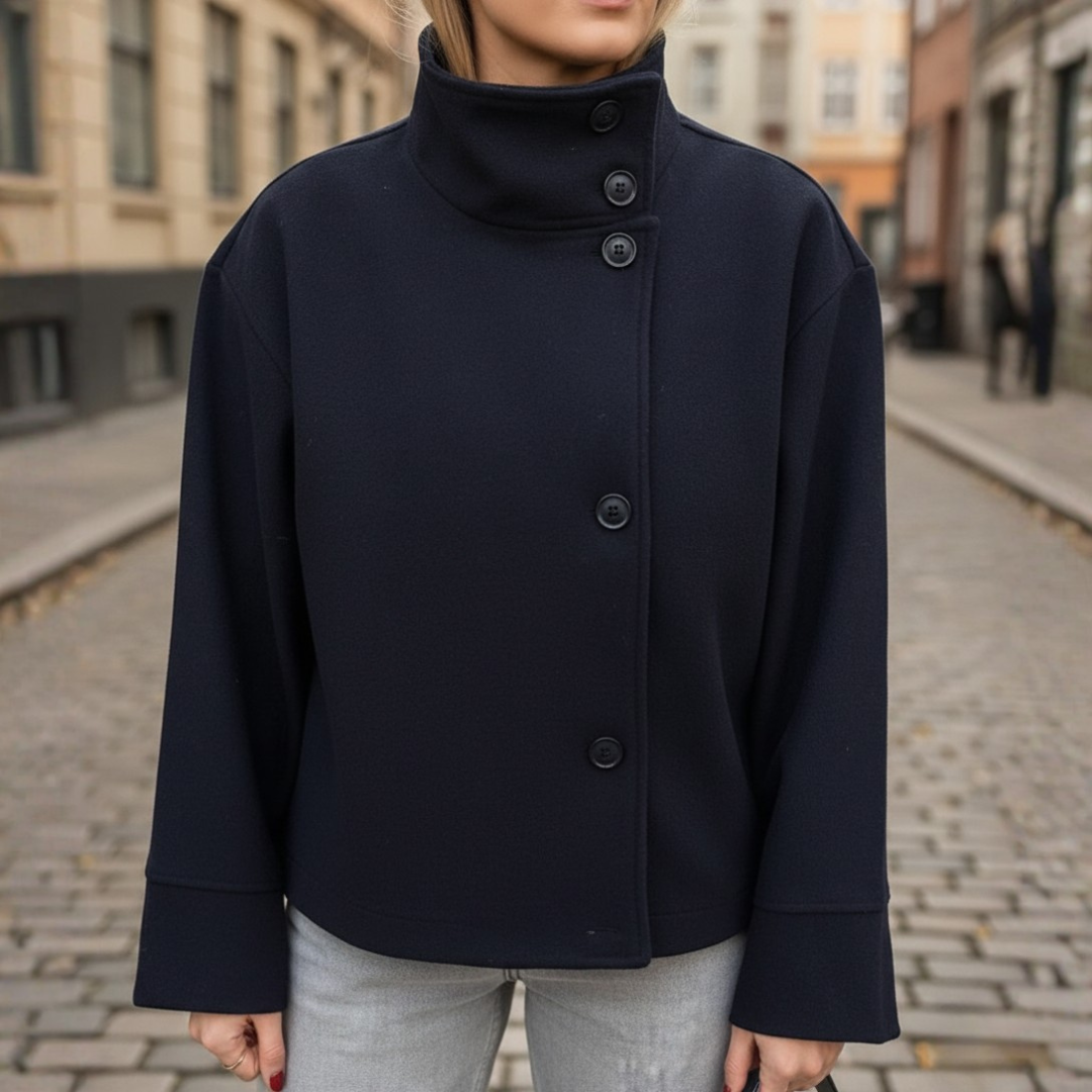 Kobiety Elegancki Brązowy Płaszcz Zimowy Z Wysokim Kołnierzem