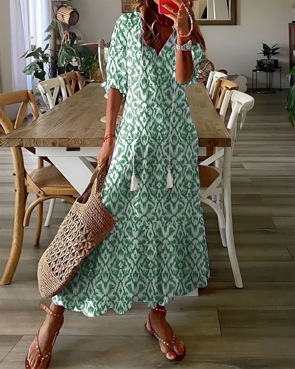 Lena | Lekka Luźna Sukienka Boho z Frędzlami na Lato 1