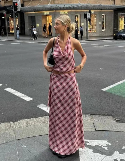 Letni Zestaw Damski | Komplet Top i Spódnica Maxi z Wiązaniem na Szyi | Stylowy Strój do Ciepłych Dni
