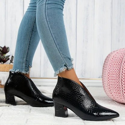 Luz™ | Damskie teksturowane botki z zakrzywionym krojem i średnim obcasem | Elegancki styl i komfort na co dzień 4