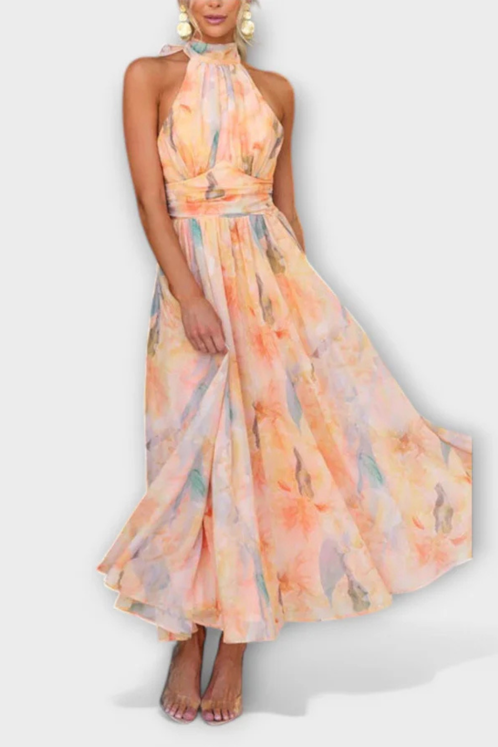 Maya | Elegancka Letnia Sukienka Maxi z Abstrakcyjnym Nadrukiem 1