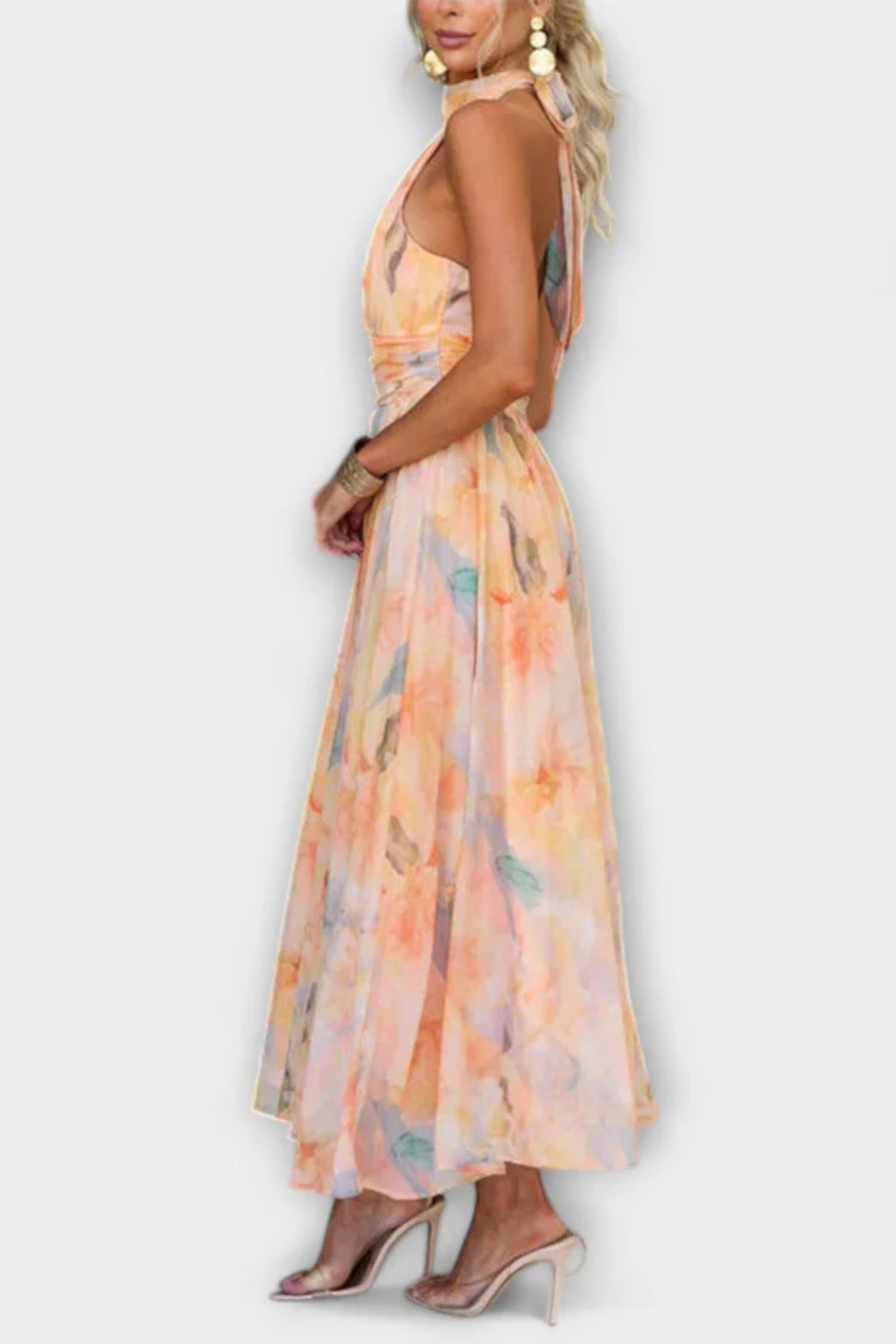Maya | Elegancka Letnia Sukienka Maxi z Abstrakcyjnym Nadrukiem 2