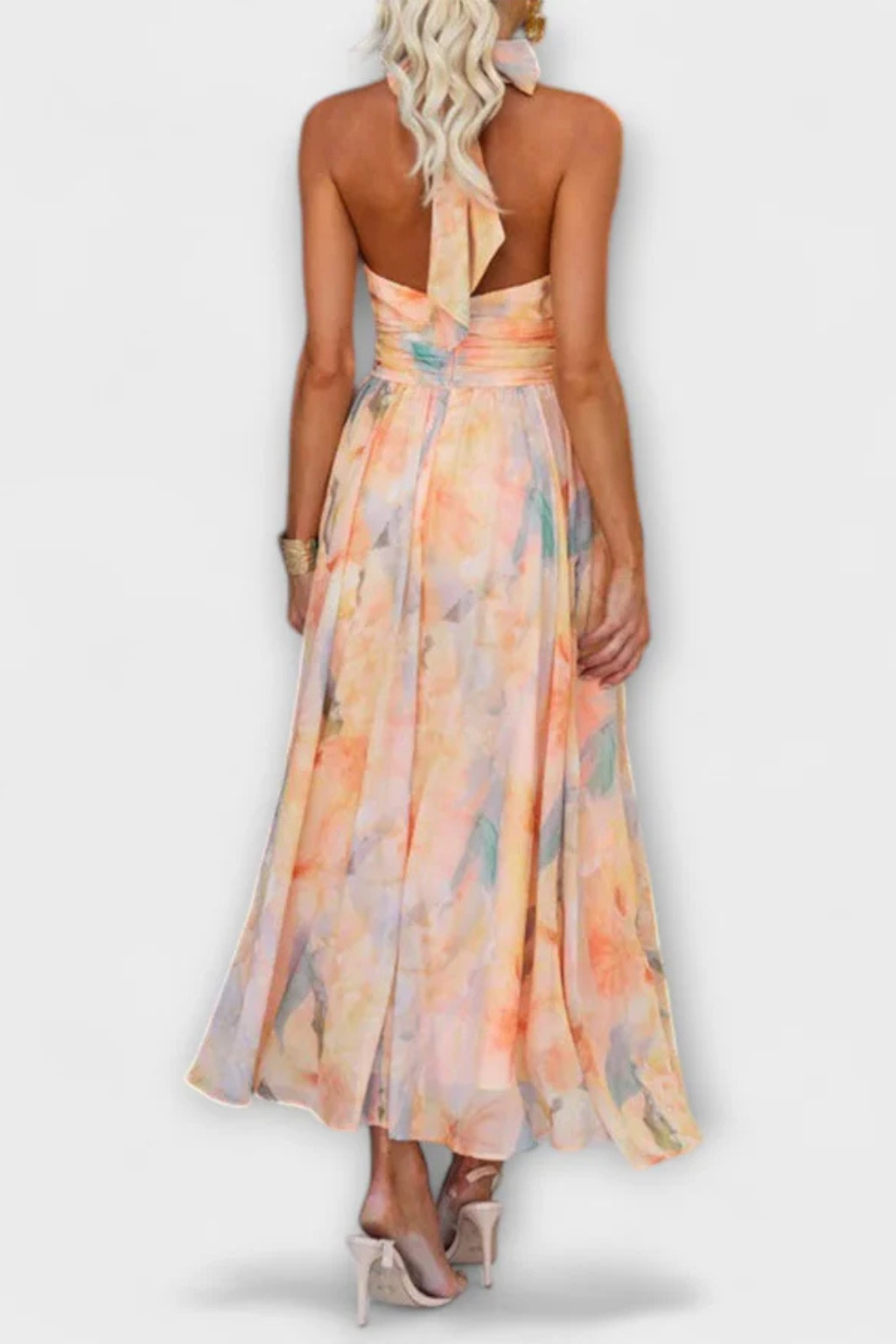 Maya | Elegancka Letnia Sukienka Maxi z Abstrakcyjnym Nadrukiem 3