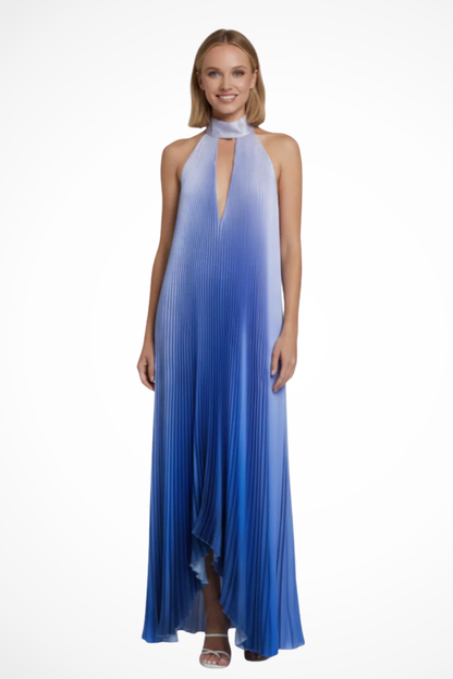 Maya | Elegancka Plisowana Sukienka Maxi na Wesele z Dekoltem Halter 10