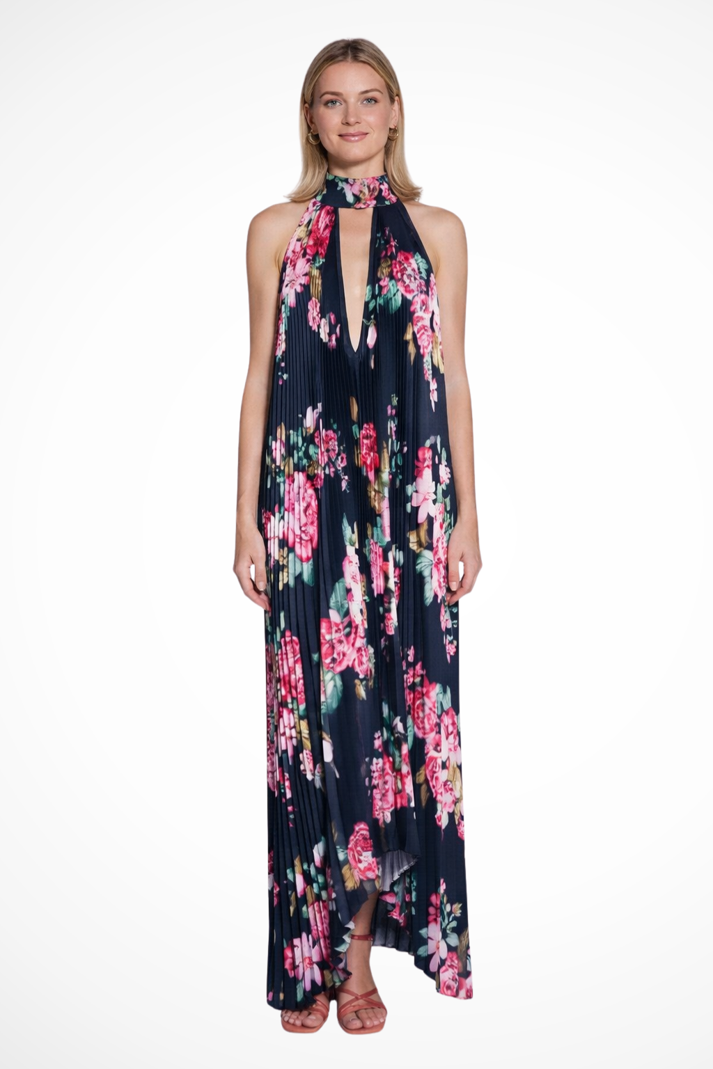 Maya | Elegancka Plisowana Sukienka Maxi na Wesele z Dekoltem Halter 12