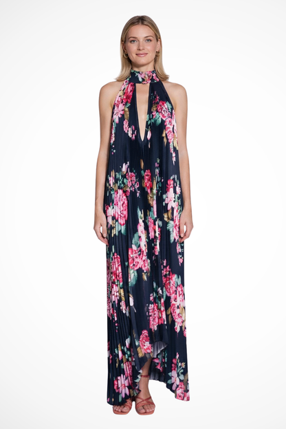 Maya | Elegancka Plisowana Sukienka Maxi na Wesele z Dekoltem Halter 12