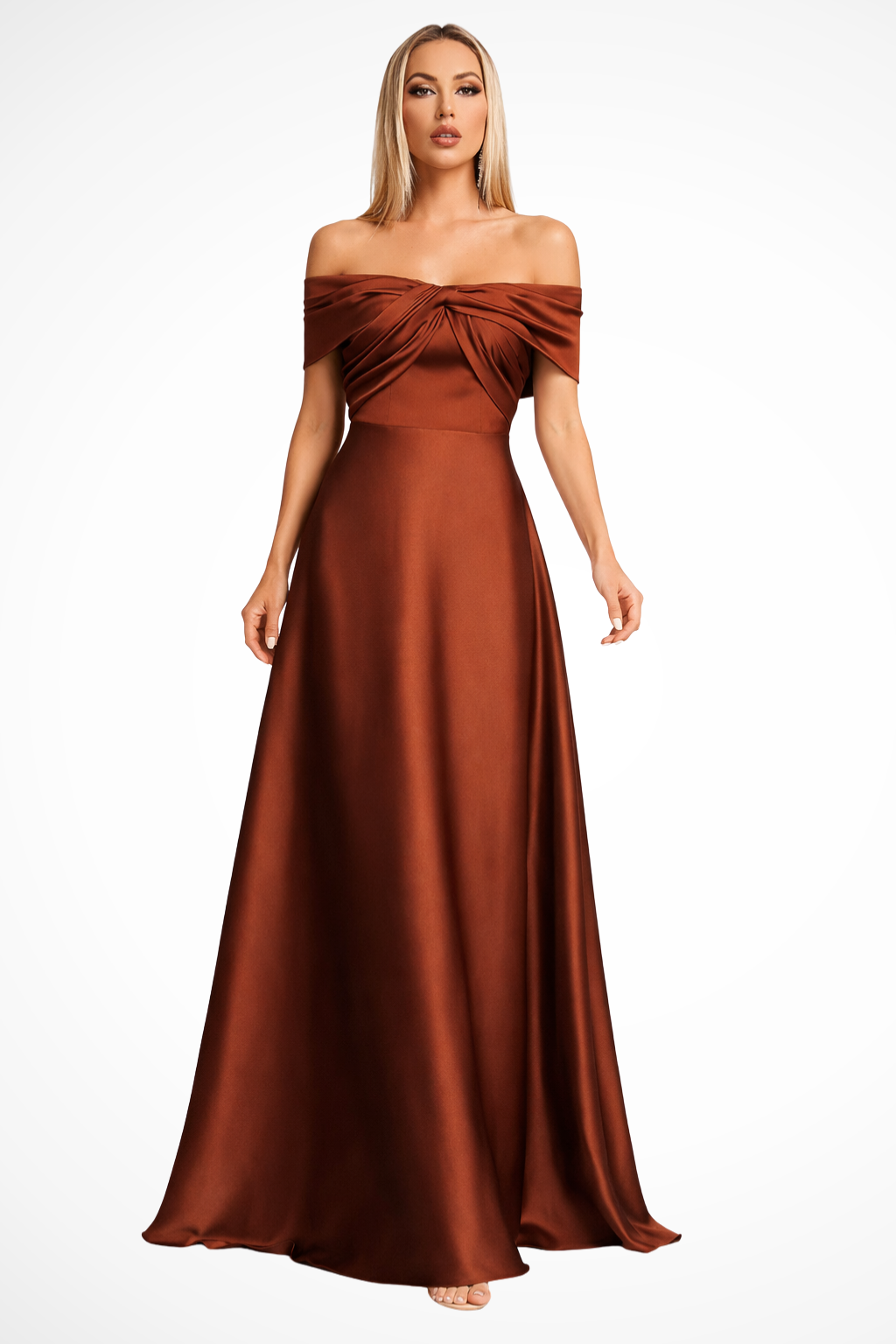 Maya | Elegancka Sukienka Maxi na Wesele z Odkrytymi Ramionami 10