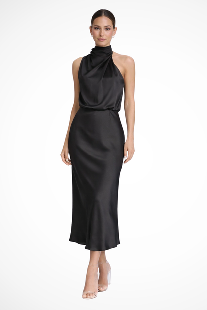 Maya | Elegancka Sukienka Midi z Dekoltem Halter na Wesele 10