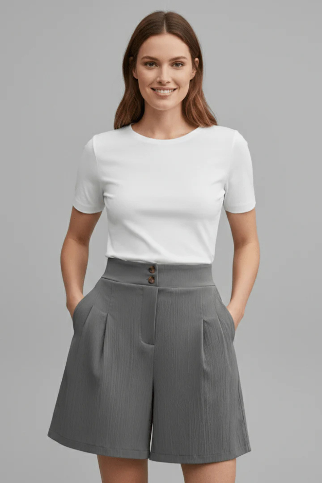 Maya | Eleganckie Damskie Bermudy z Wysokim Stanem 1