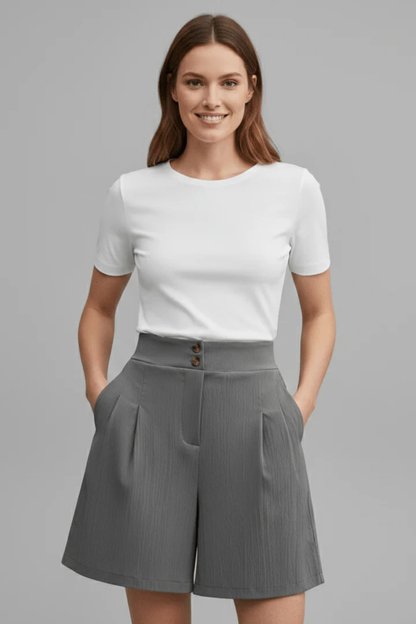 Maya | Eleganckie Damskie Bermudy z Wysokim Stanem 1