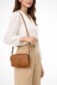 Maya | Kompaktowa Damska Torba Crossbody z Podwójnym Zamkiem
