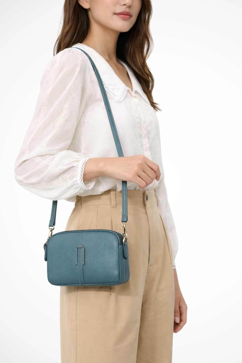 Maya | Kompaktowa Damska Torba Crossbody z Podwójnym Zamkiem 4