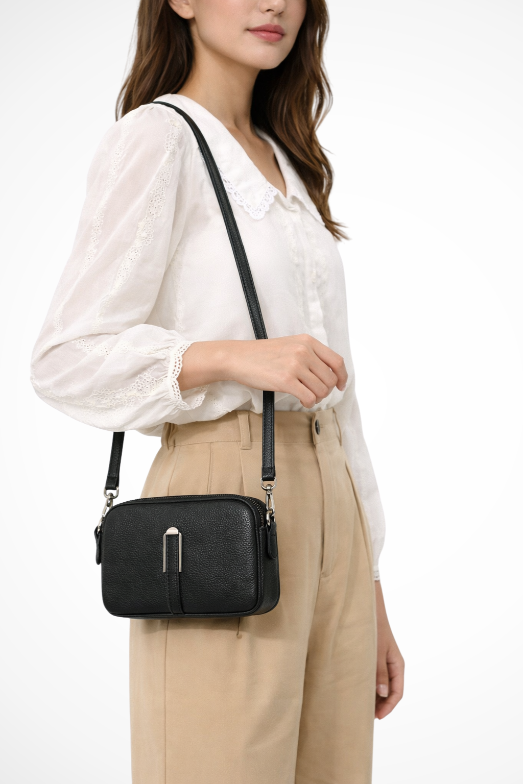 Maya | Kompaktowa Damska Torba Crossbody z Podwójnym Zamkiem 8