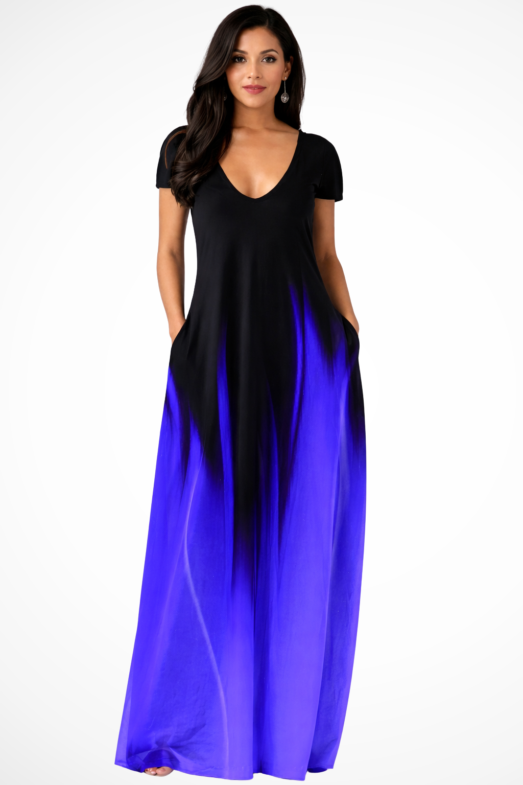 Mia | Elegancka Damska Sukienka Maxi Ombre z Krótkim Rękawem 4