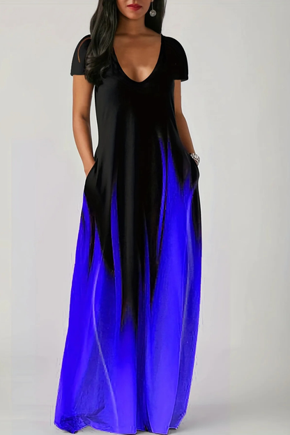 Mia | Elegancka Damska Sukienka Maxi Ombre z Krótkim Rękawem 5