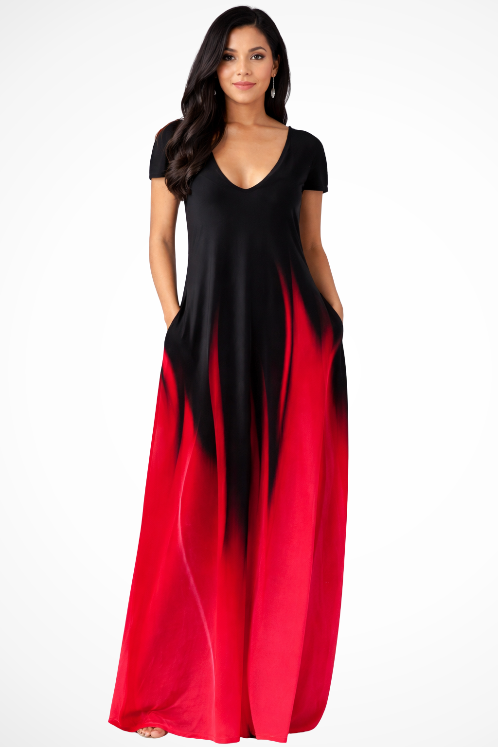 Mia | Elegancka Damska Sukienka Maxi Ombre z Krótkim Rękawem 6