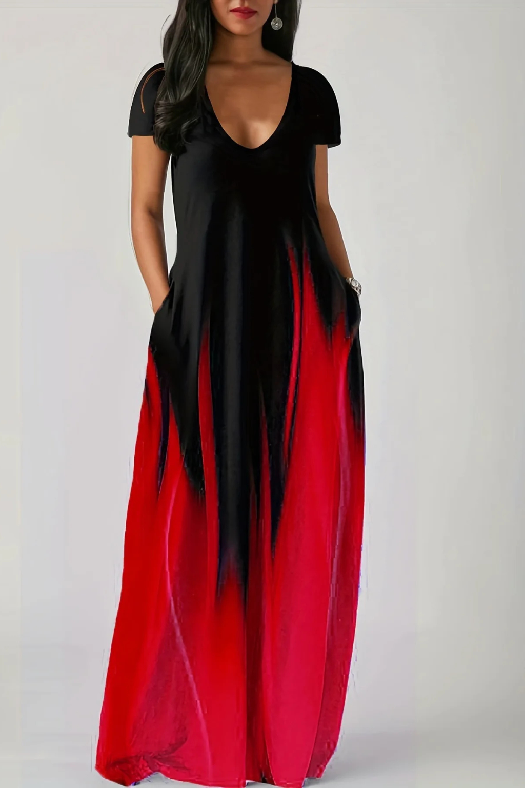 Mia | Elegancka Damska Sukienka Maxi Ombre z Krótkim Rękawem 7