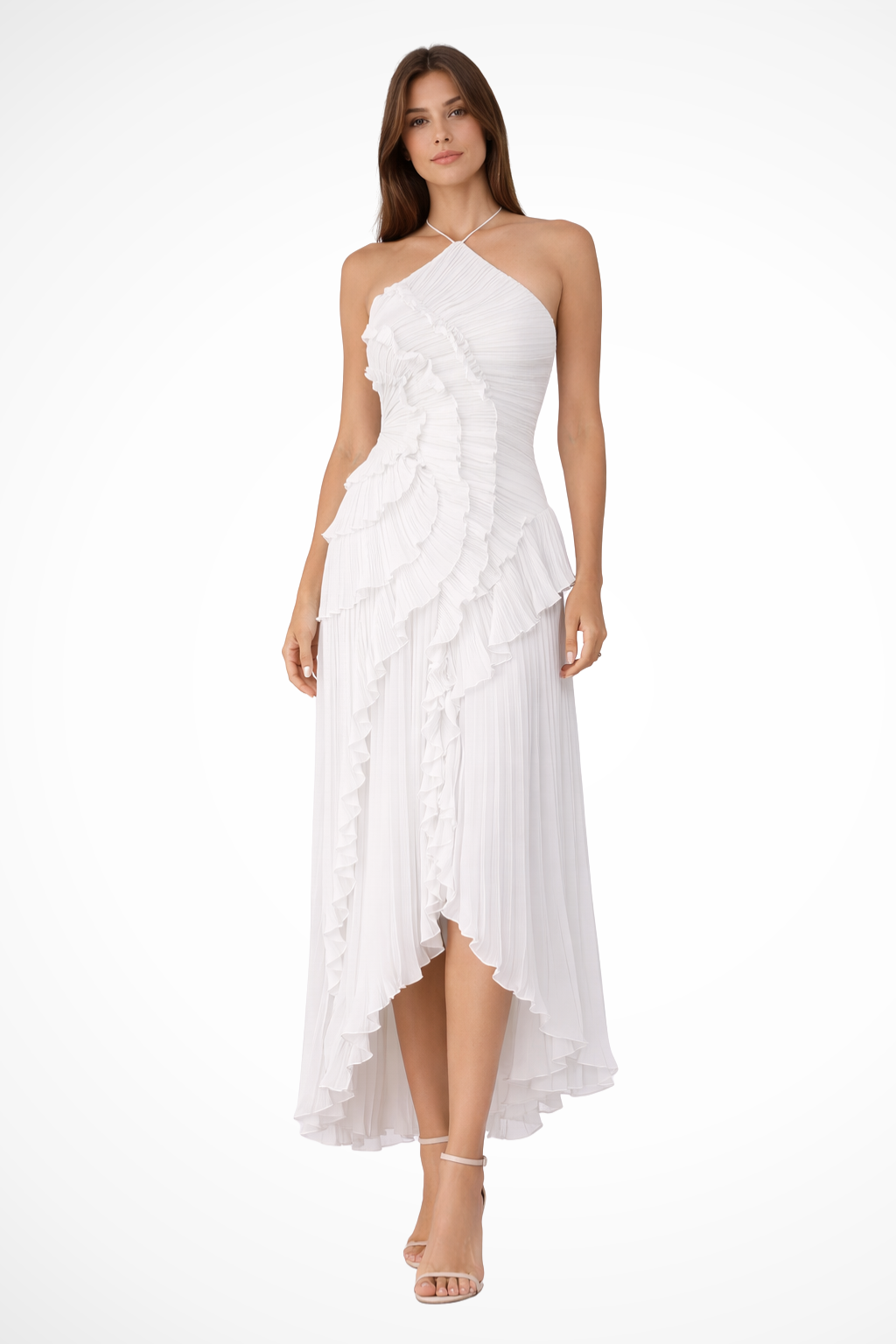 Mia | Elegancka Letnia Sukienka Maxi z Odkrytymi Plecami i Falbanami 2
