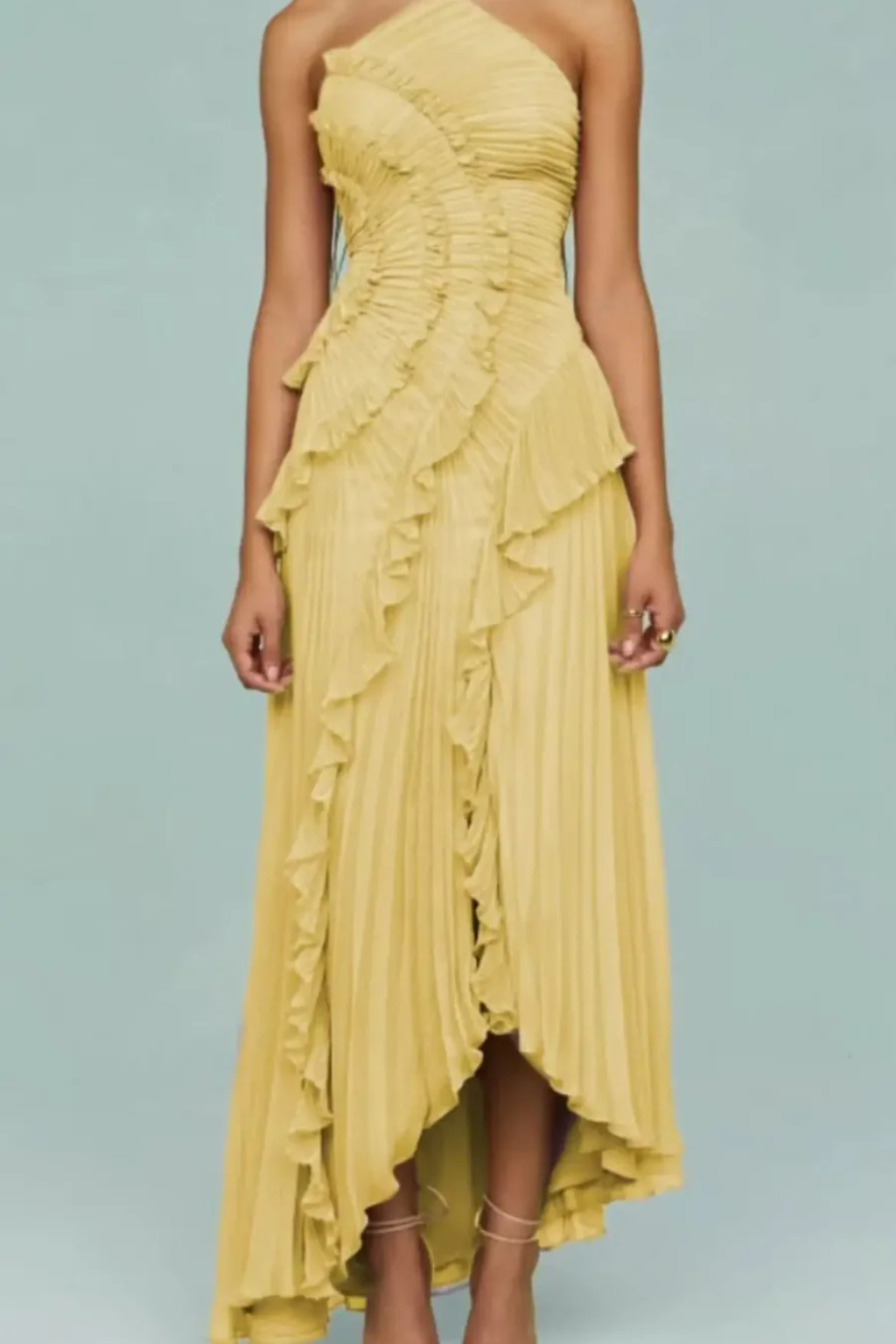 Mia | Elegancka Letnia Sukienka Maxi z Odkrytymi Plecami i Falbanami 6