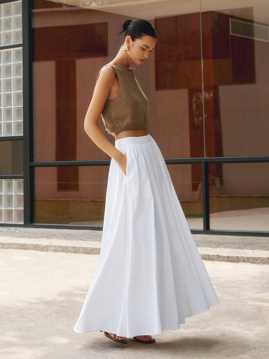 Mia | Elegancka Plisowana Spódnica Maxi z Wysokim Stanem 0