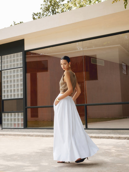 Mia | Elegancka Plisowana Spódnica Maxi z Wysokim Stanem 2