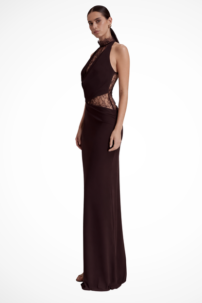 Mia | Elegancka Sukienka Maxi Na Wesele z Koronkowym Panelem 4