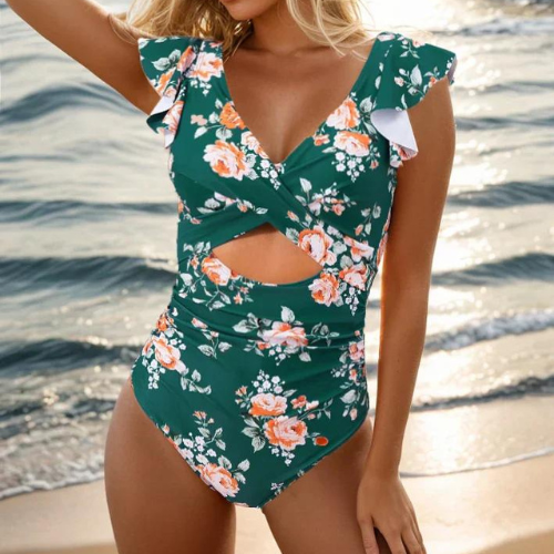 Elegancki Jednoczęściowy Strój Kąpielowy Damski z Marszczeniami