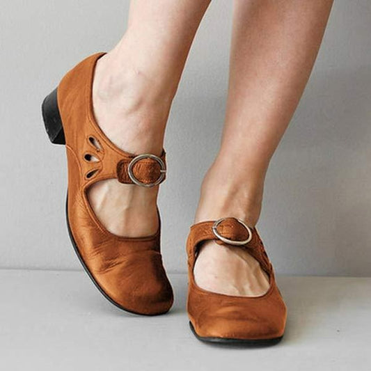 Mia | Eleganckie Skórzane Buty Damskie na Niskim Obcasie 0