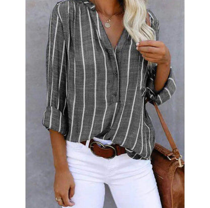 Mia | Elegant Striped Bluzka Damska z Długim Rękawem 10