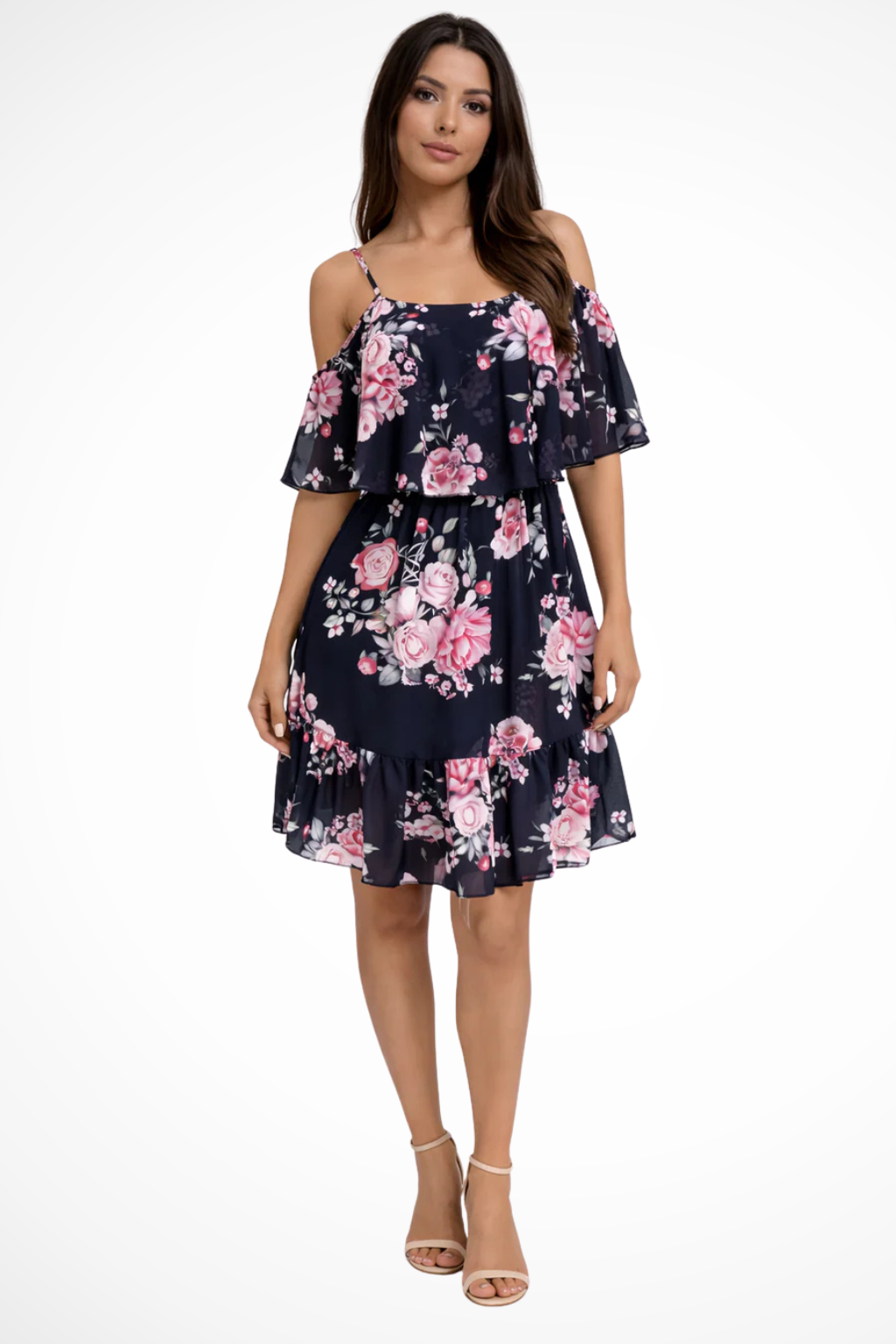 Mia | Kwiatowa Mini Sukienka Boho z Odkrytymi Ramionami 2