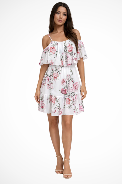 Mia | Kwiatowa Mini Sukienka Boho z Odkrytymi Ramionami 3