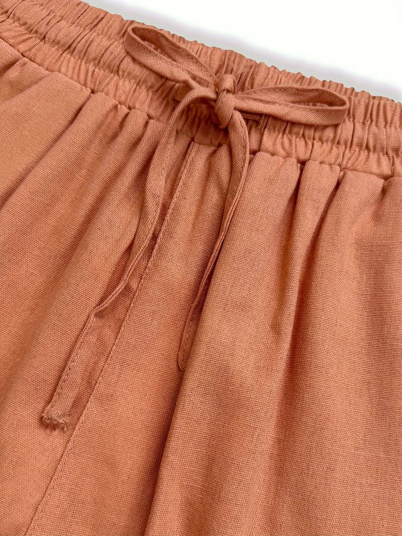 Mia | Luźne Letnie Spodnie Damskie z Sznurkiem 7