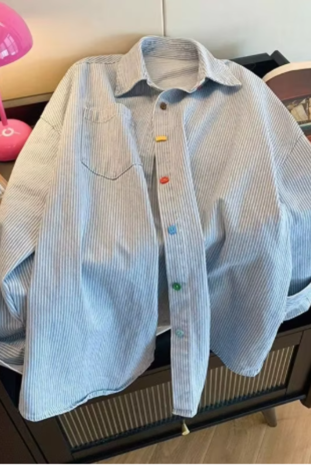 Mia | Stylowa Oversize'owa Koszula Dżinsowa w Pionowe Paski 1
