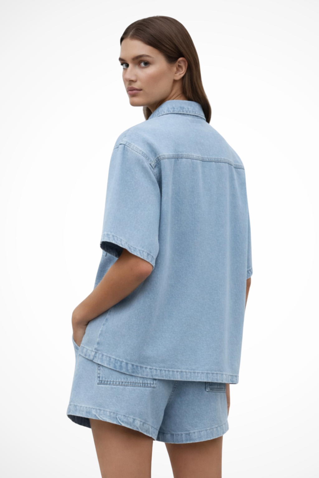 Olivia | Casual Denim Set with Shirt and Shorts 2