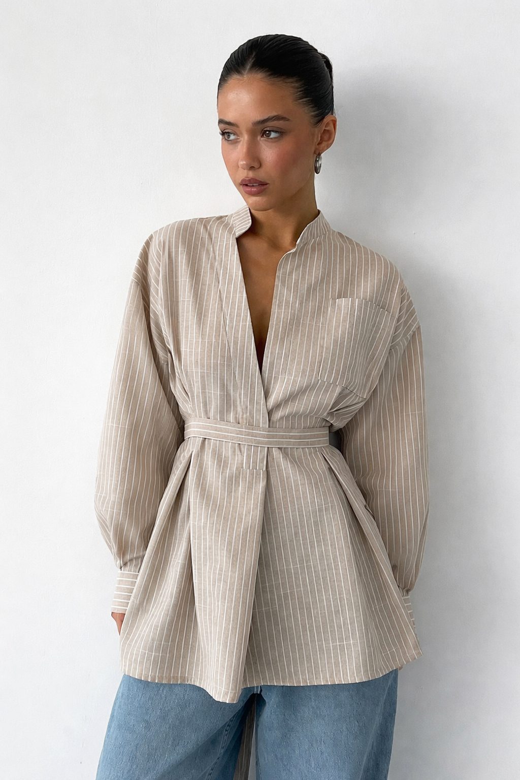 Olivia | Elegancka Damska Koszula w Pionowe Paski 3
